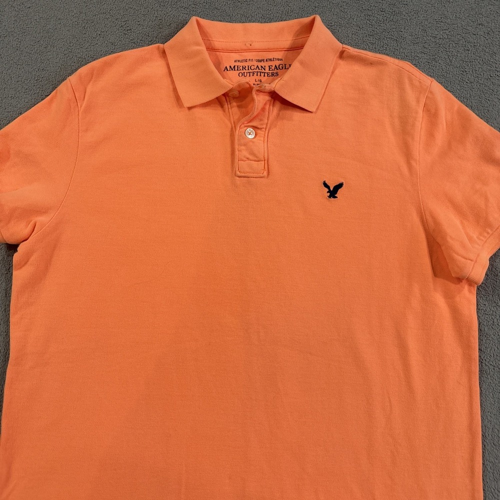 Mens American Eagle Classic Fit Short Sleeve Orange Polo Shirt Size Large #006
